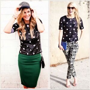 J. Crew Polka-Dot Sequin Short-Sleeve Top XS